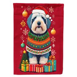 DAC3132GF 15.5 x 11.25 in. Old English Sheepdog Holiday Christmas Garden Flag