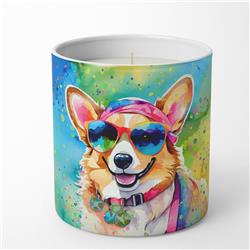 10 oz Unisex Corgi Hippie Dawg Decorative Soy Candle