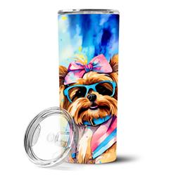 Picture of Carolines Treasures DAC2574TBL20 20 oz Yorkshire Terrier Hippie Dawg Stainless Steel Skinny Tumbler