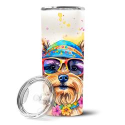 Picture of Carolines Treasures DAC2577TBL20 20 oz Yorkshire Terrier Hippie Dawg Stainless Steel Skinny Tumbler