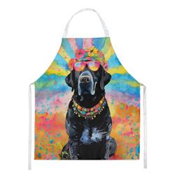 Picture of Carolines Treasures DAC2521APRON 0.01 x 30 x 27 in. Black Labrador Hippie Dawg Apron