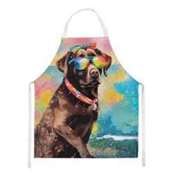 Picture of Carolines Treasures DAC2524APRON 0.01 x 30 x 27 in. Chocolate Labrador Hippie Dawg Apron
