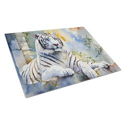 15 x 12 x 0.2 in. Glass White Tiger Cutting Board - Large