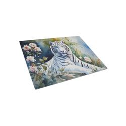 15 x 12 x 0.2 in. Glass White Tiger Cutting Board - Large