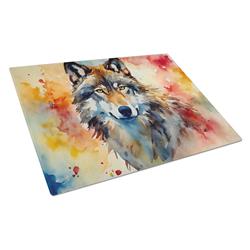 15 x 12 x 0.2 in. Glass Wolves Wolf Cutting Board - Large