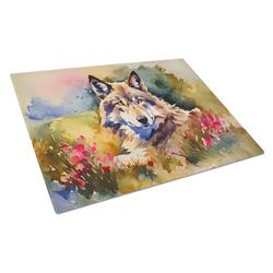 15 x 12 x 0.2 in. Glass Wolves Wolf Cutting Board - Large
