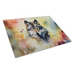 15 x 12 x 0.2 in. Glass Wolves Wolf Cutting Board - Large