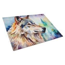 15 x 12 x 0.2 in. Glass Wolves Wolf Cutting Board - Large