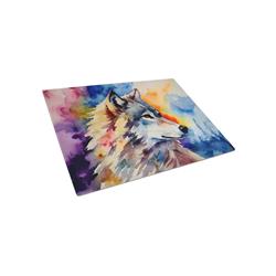 15 x 12 x 0.2 in. Glass Wolves Wolf Cutting Board - Large