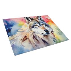 15 x 12 x 0.2 in. Glass Wolves Wolf Cutting Board - Large