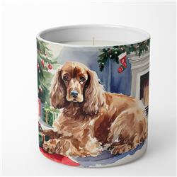 3.25 x 3.75 x 3.25 in. Ceramic Cocker Spaniel Cozy Christmas Decorative Soy Candle