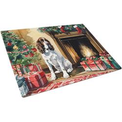 DAC2653LCB 12 x 15 x 0.2 in. English Springer Spaniel Cozy Christmas Glass Cutting Board - Large