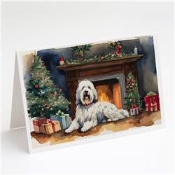 DAC2716GCA7P 7 x 5 x 0.01 in. Old English Sheepdog Cozy Christmas Greeting Cards - Pack of 8