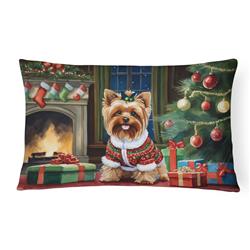 12 x 16 x 3 in. Polyester Yorkshire Terrier Cozy Christmas Throw Pillow