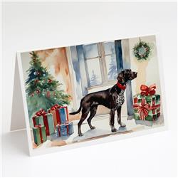 DAC2663GCA7P 7 x 5 x 0.01 in. German Shorthaired Pointer Cozy Christmas Greeting Cards - Pack of 8