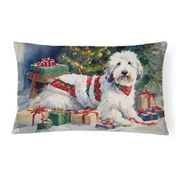 DAC2717PW1216 12 x 16 x 3 in. Polyester Old English Sheepdog Cozy Christmas Throw Pillow
