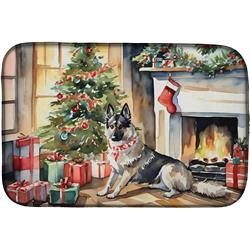 0.2 x 21 x 14 in. Norwegian Elkhound Cozy Christmas Dish Drying Mat
