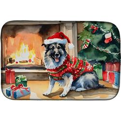0.2 x 21 x 14 in. Norwegian Elkhound Cozy Christmas Dish Drying Mat