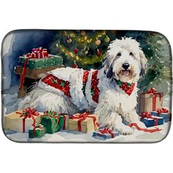 DAC2717DDM 0.2 x 21 x 14 in. Old English Sheepdog Cozy Christmas Dish Drying Mat