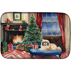 0.2 x 21 x 14 in. Pekingese Cozy Christmas Dish Drying Mat