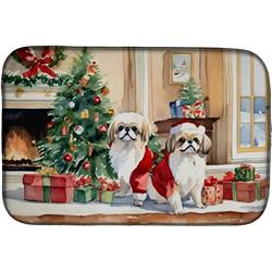 0.2 x 21 x 14 in. Pekingese Cozy Christmas Dish Drying Mat