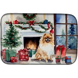 0.2 x 21 x 14 in. Pomeranian Cozy Christmas Dish Drying Mat