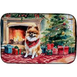 0.2 x 21 x 14 in. Pomeranian Cozy Christmas Dish Drying Mat