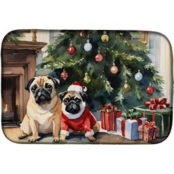 0.2 x 21 x 14 in. Pug Cozy Christmas Dish Drying Mat