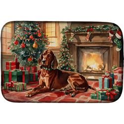 0.2 x 21 x 14 in. Redbone Coonhound Cozy Christmas Dish Drying Mat