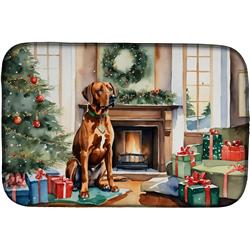 0.2 x 21 x 14 in. Rhodesian Ridgeback Cozy Christmas Dish Drying Mat