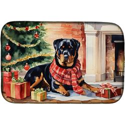0.2 x 21 x 14 in. Rottweiler Cozy Christmas Dish Drying Mat
