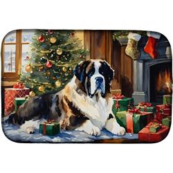 0.2 x 21 x 14 in. Saint Bernard Cozy Christmas Dish Drying Mat