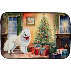 0.2 x 21 x 14 in. Samoyed Cozy Christmas Dish Drying Mat