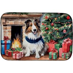 0.2 x 21 x 14 in. Sheltie Cozy Christmas Dish Drying Mat