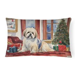 3 x 16 x 12 in. Lhasa Apso Cozy Christmas Throw Pillow