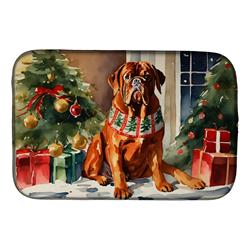 0.2 x 21 x 14 in. Dogue de Bordeaux Cozy Christmas Dish Drying Mat