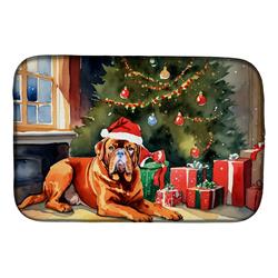 0.2 x 21 x 14 in. Dogue de Bordeaux Cozy Christmas Dish Drying Mat