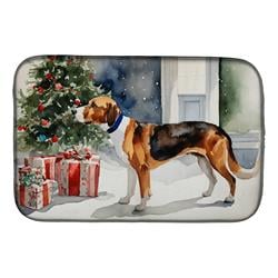 0.2 x 21 x 14 in. English Foxhound Cozy Christmas Dish Drying Mat