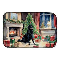 0.2 x 21 x 14 in. Flat-Coated Retriever Cozy Christmas Dish Drying Mat