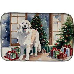 0.2 x 21 x 14 in. Great Pyrenees Cozy Christmas Dish Drying Mat