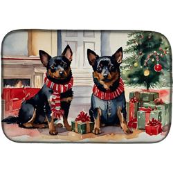0.2 x 21 x 14 in. Lancashire Heeler Cozy Christmas Dish Drying Mat