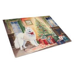 0.2 x 15 x 12 in. Samoyed Cozy Christmas Glass Cutting Board, Large
