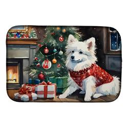 0.2 x 21 x 14 in. American Eskimo Cozy Christmas Dish Drying Mat