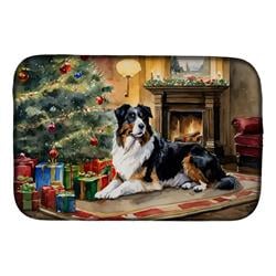 0.2 x 21 x 14 in. Australian Shepherd Cozy Christmas Dish Drying Mat