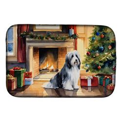 0.2 x 21 x 14 in. Bearded Collie Cozy Christmas Dish Drying Mat