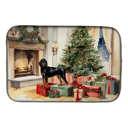 0.2 x 21 x 14 in. Black & Tan Coonhound Cozy Christmas Dish Drying Mat