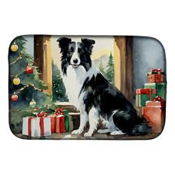 0.2 x 21 x 14 in. Border Collie Cozy Christmas Dish Drying Mat