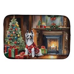 0.2 x 21 x 14 in. Chinese Crested Cozy Christmas Dish Drying Mat