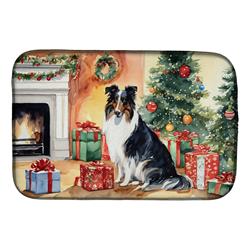 0.2 x 21 x 14 in. Collie Cozy Christmas Dish Drying Mat
