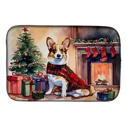 0.2 x 21 x 14 in. Corgi Cozy Christmas Dish Drying Mat